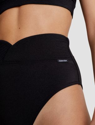 Calvin Klein High-waist Cross-over Tummy-control Bikini Bottoms in Blue