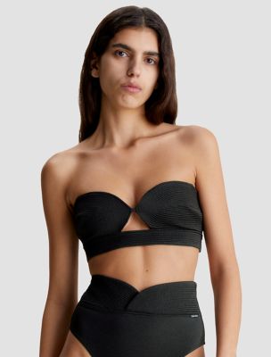 Calvin Klein Women's Black Lingerie Logo Bralette Bikini Top