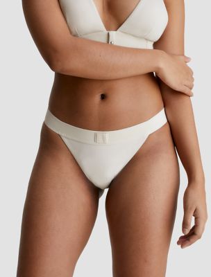 Bas de bikini côtelé Tanga avec monogramme CK