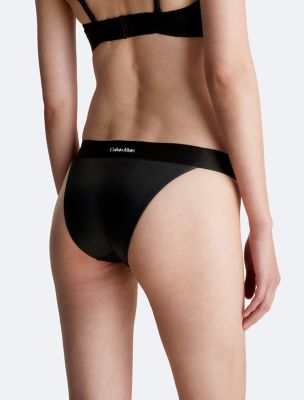 Calvin Klein rib high waist bikini bottom in black