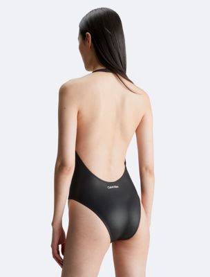 Calvin Klein Women's Black Deep U-Back Logo One-Piece Swimsuit –  COUTUREPOINT