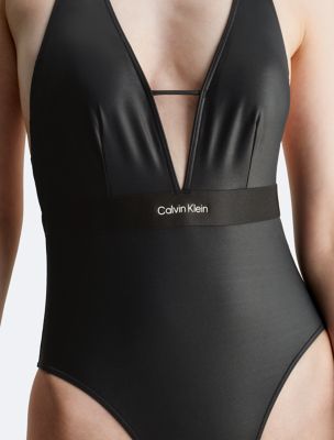 NWT Calvin Klein Bandeau One-Piece Swimsuit Ruched Strawberry Strapless  Size 2