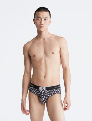 Calvin Klein 1996 Micro Hip Brief, Black Warped Logo Print