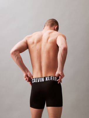 Calvin Klein intense power 2-pack boxers with coloured logo waistband in  black