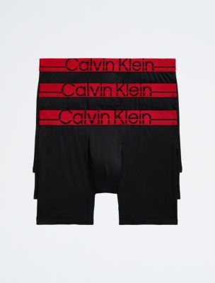 Calvin Klein Men's Microfiber Mesh Boxer Brief 2-Pack Black/Red