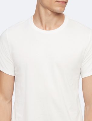 Calvin Klein Men`s Cotton Classic Fit Short Sleeve V Neck T-Shirt 4 Pack  (White(NP1900-100)/White, Small)