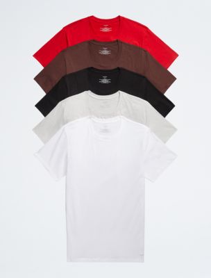 Cotton Classics 5-Pack Crewneck T-Shirt, Rouge/Deep Mohogany/White/Lunar Rock/Black