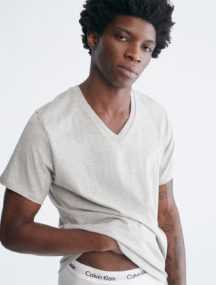 Calvin Klein Men`s Cotton Classic Fit Short Sleeve V Neck T-Shirt 4 Pack  (White(NP1900-100)/White, Small)