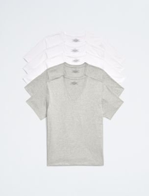 Cotton Classics 5-Pack V-Neck T-Shirt, Grey/ White