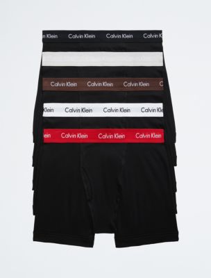 5-Pack caleçons boxeurs classiques en coton, noir/rouge/acajou profond/blanc/roche lunaire/noir