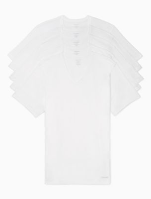 Cotton Slim Fit 5-Pack V-Neck T-Shirt, White