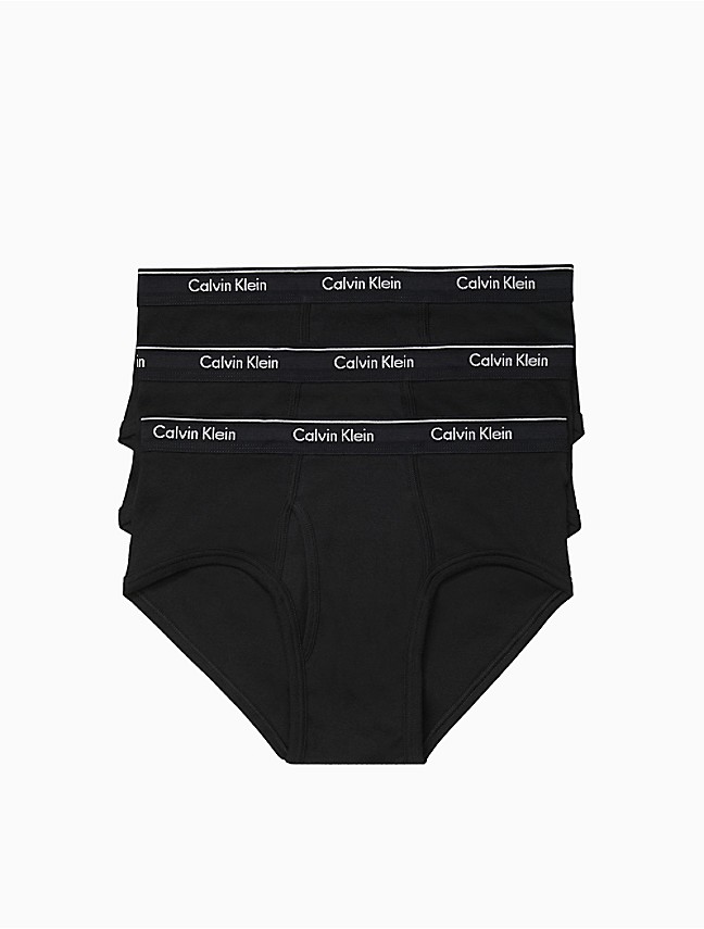 Calvin Klein U2661G-998 100% Authentic Mens Cotton Briefs 3  PackBlack/White/Grey 