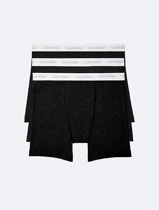 Pure cotton solid boxer briefs 3-pack, Calvin Klein