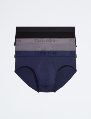 CK Black 3-Pack Hip Brief, Black/Blue Shadow/Grey Sky