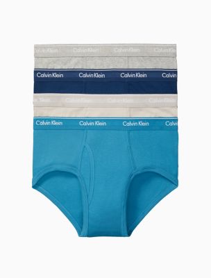 Cotton Classics 4-Pack Brief, Blue/Teal/Grey