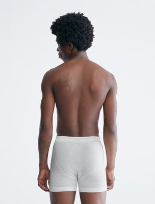 Calvin Klein Men's 100% Cotton Boxer Briefs, Black, White, Grey Heather, S  at  Men's Clothing store