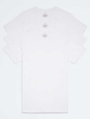 Calvin Klein Long Sleeve Rib V-neck T-shirt (white) Men's Clothing