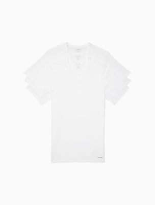 Cotton Slim Fit 3-Pack V-Neck T-Shirt, White