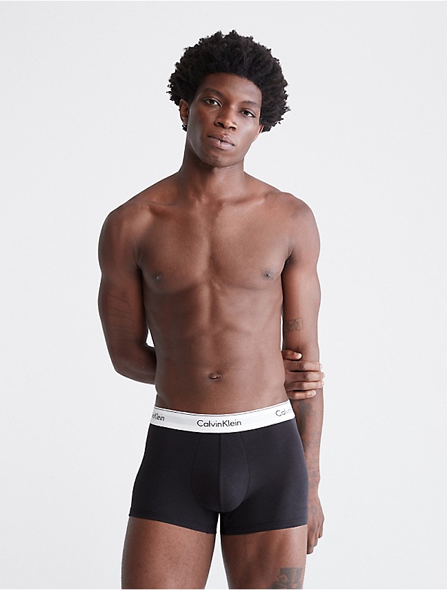 Calvin Klein Men's Microfiber Stretch Multipack Low Rise Trunks,  Black, Shoreline, Red Heat, S : Clothing, Shoes & Jewelry
