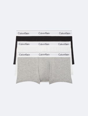 Modern Cotton Stretch 3-Pack Low Rise Trunk, Grey Heather Black White