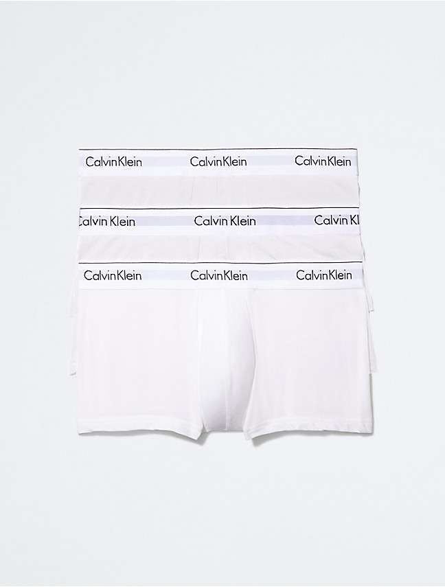 Calvin Klein Men's NB1086 Modern Cotton Stretch Trunk, White / Gray, X-Large