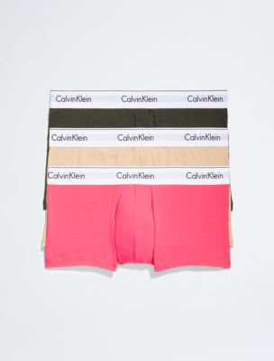 Icon Cotton Stretch 3-Pack Low Rise Trunk, Cerise Lipstick/Trench/Field Olive