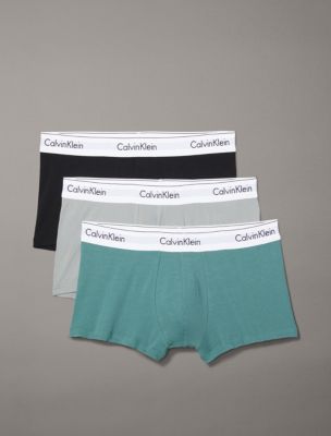 Modern Cotton Stretch 3-Pack Low Rise Trunk, Sagebush Green/Black/Griffin