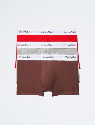 Mens Calvin Klein red Cotton Stretch Trunks (Pack of 3)