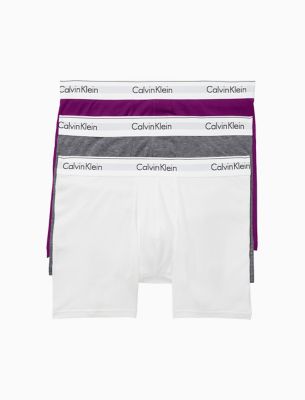 Modern Cotton Stretch 3 Pack Boxer Brief, White/Grey Sky/Berry Maroon