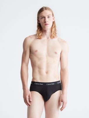 Calvin Klein 3-Pack Black Cotton Stretch Hip Briefs Classic CK Underwear  (G-R-N)