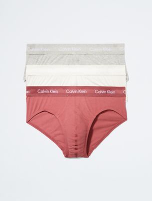 Cotton Stretch 3-Pack Hip Brief, Grey Heather/Silver Birch/Raspberry Blush