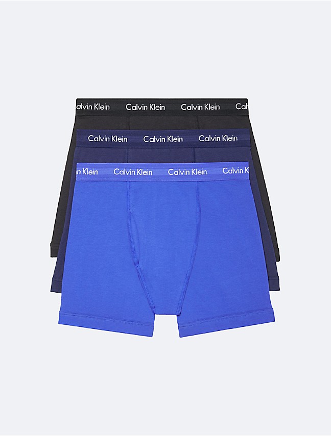 Calvin Klein Cotton Stretch Boxer Brief 3-Pack Black/Blue/Cobalt NU2666-062  - Free Shipping at LASC