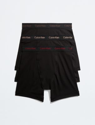 Cotton Stretch 3-Pack Boxer Brief, Black/Red/Brown
