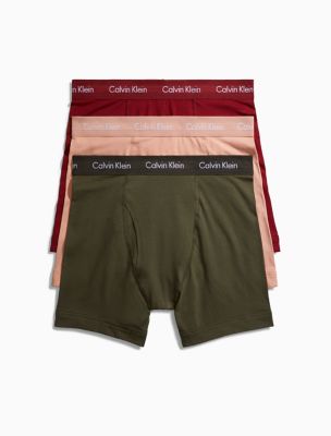 Cotton Stretch 3-Pack Boxer Brief, Olive/Gentle/Red Carpet