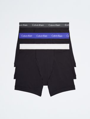 Calvin Klein Men&s 3-Pack Cotton Stretch Boxer Briefs - Black Blue - Size Small