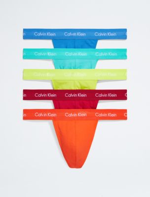 Calvin Klein Modern Cotton Pride thong in white rainbow