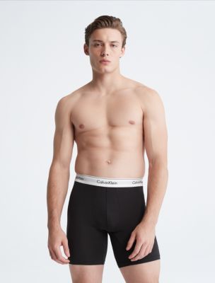 Calvin Klein Men's 3 Pack Cotton Stretch Boxer Briefs, White, Large