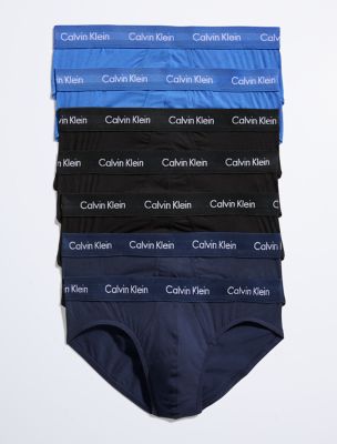 Cotton Stretch 7-Pack Hip Brief, Blue Assorted