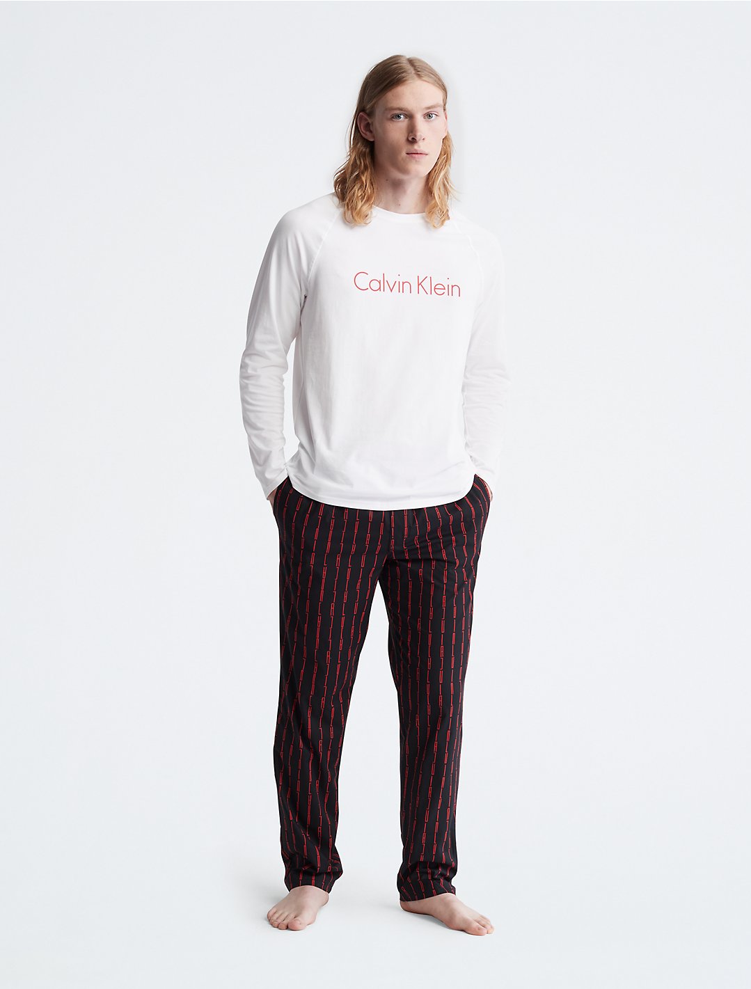 Holiday Long Sleeve Tee + Woven Pajama Pants Set | Calvin Klein® USA