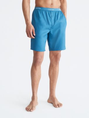 Tencel Lounge Sleep Blue Button-Down Shirt + Sleep Shorts | Calvin ...