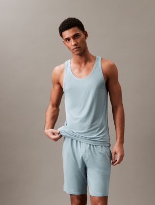Pajama Tank Top and Shorts - White/gray melange - Men