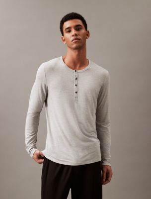 Ultra Soft Modern Lounge Henley T-Shirt, Heather Grey