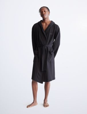 Calvin Klein Ck Black Elevated Lounge Silk Robe in White