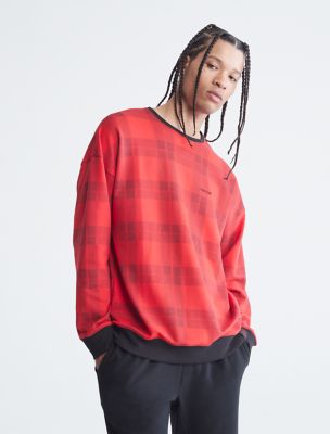 Modern Cotton Lounge Holiday Plaid Crewneck Sweatshirt | Calvin Klein