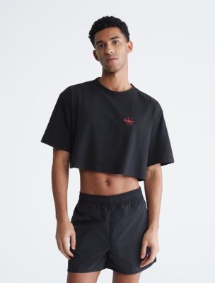 Calvin Klein Short Sleeve Bra Top in Gray