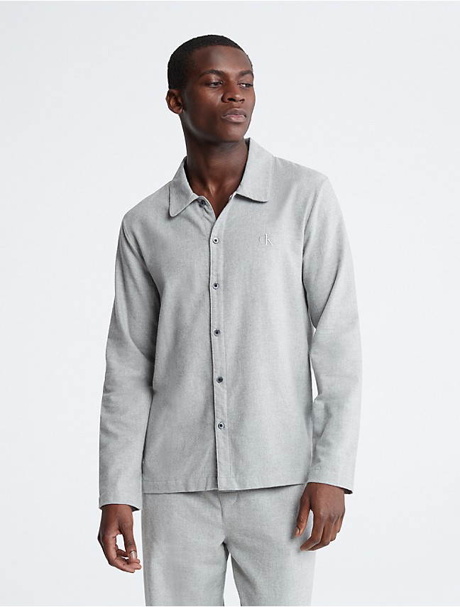 Calvin Klein Long Sleeve Waffle Knit Top Grey