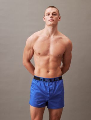 Calvin Klein Underwear BOXER SLIM - Pyjama bottoms - chambray  stripe/eucalyptus/beige 