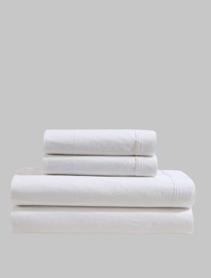 Washed Percale Cotton Sheet Set, White