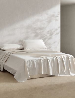 Washed Percale Cotton Sheet Set, Light Beige