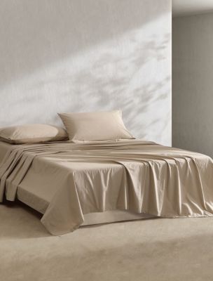 Calvin Klein Home Prairie Buri KING Flat Sheet Oat Brown